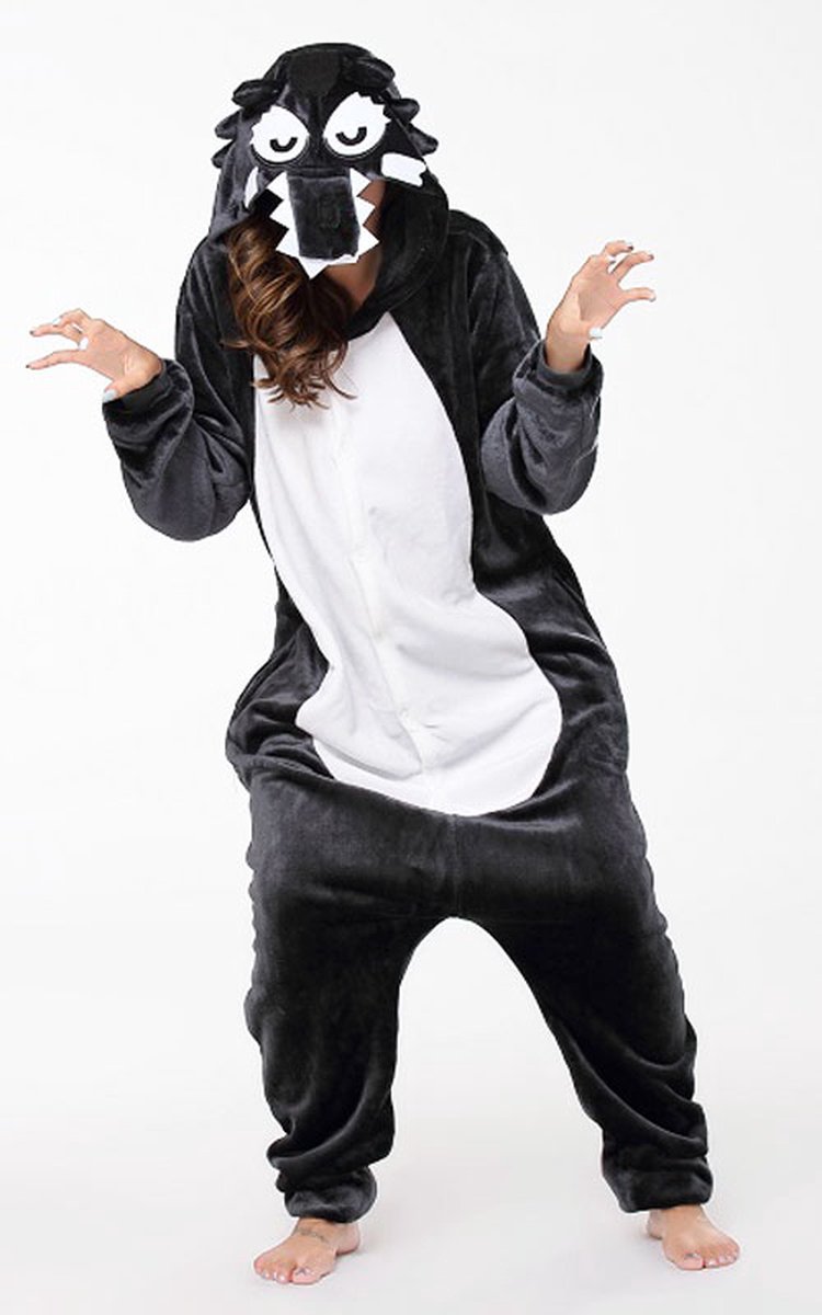 Wolf Onesie Pak Kostuum Outfit Huispak Jumpsuit Verkleedpak - Verkleedkleding - Halloween & Carnaval - SnugSquad - Kinderen & Volwassenen - Unisex - Maat XL voor Lichaamslengte (175 - 195 cm)