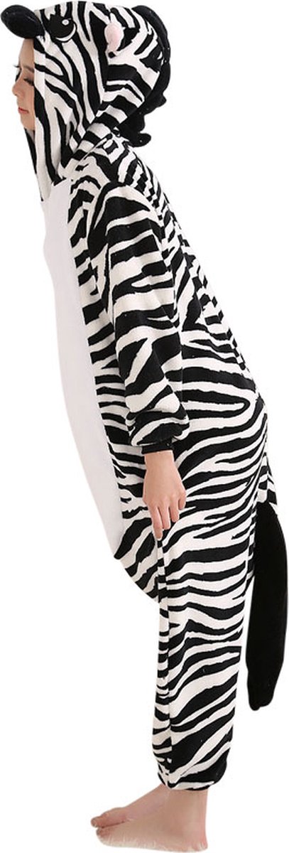 Zebra Onesie Pak Kostuum Outfit Huispak Jumpsuit Verkleedpak - Verkleedkleding - Halloween & Carnaval - SnugSquad - Kinderen & Volwassenen - Unisex - Maat M voor Lichaamslengte (160 - 167 cm)