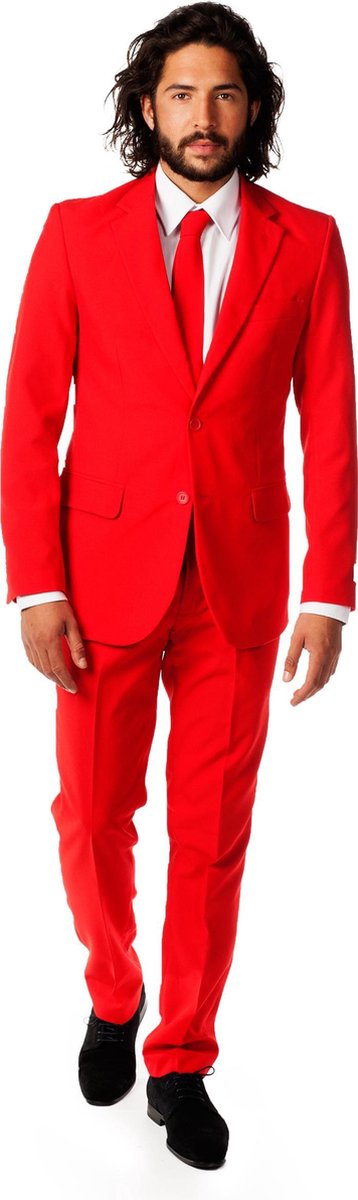 OppoSuits Red Devil - Mannen Kostuum - Rood - Feest - Maat 48