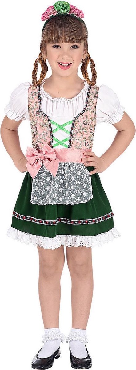 Widmann - Boeren Tirol & Oktoberfest Kostuum - Bella Van Beieren Alpen - Meisje - groen,roze - Maat 116 - Bierfeest - Verkleedkleding