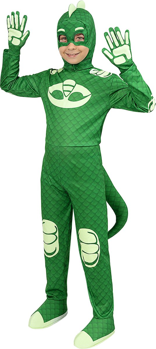 FUNIDELIA Deluxe Gekko PJ Masks kostuum - 7-9 jaar (134-146 cm)