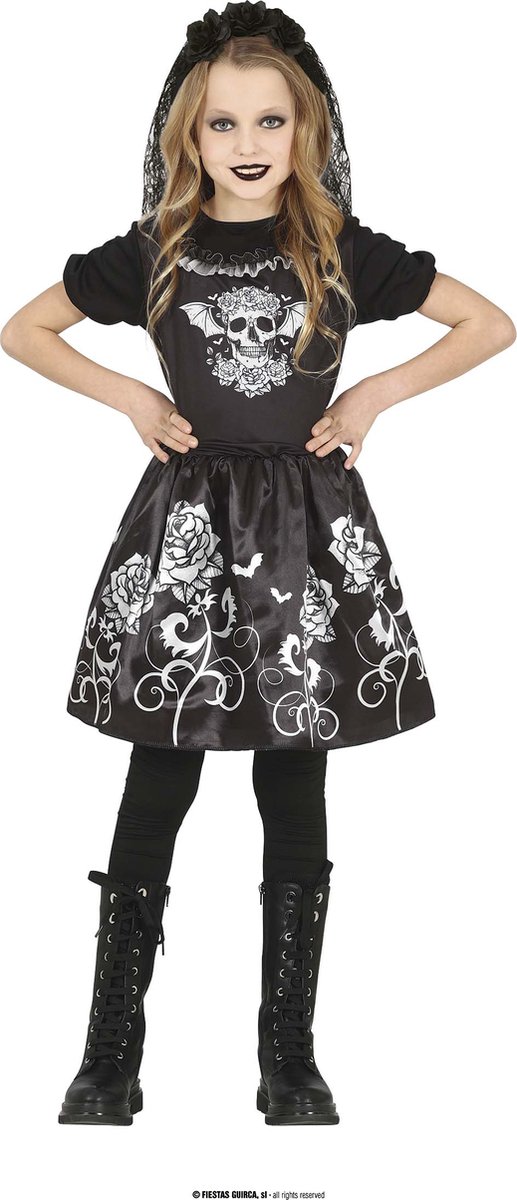 Halloween Skelet Jurkje Goth Dancer Maat 110-116