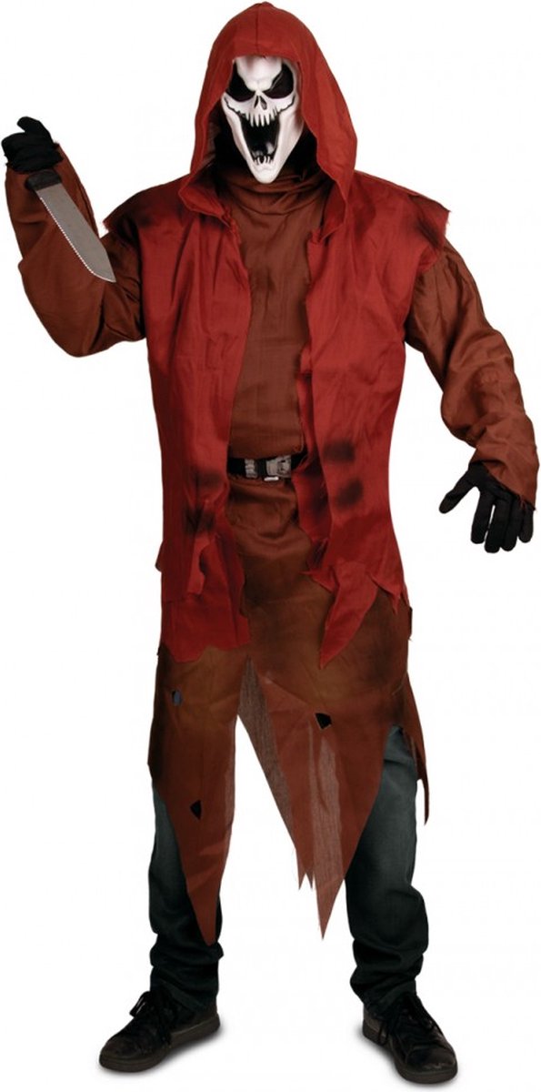 Halloween pak kostuum rood masker handschoenen cape zombie scream