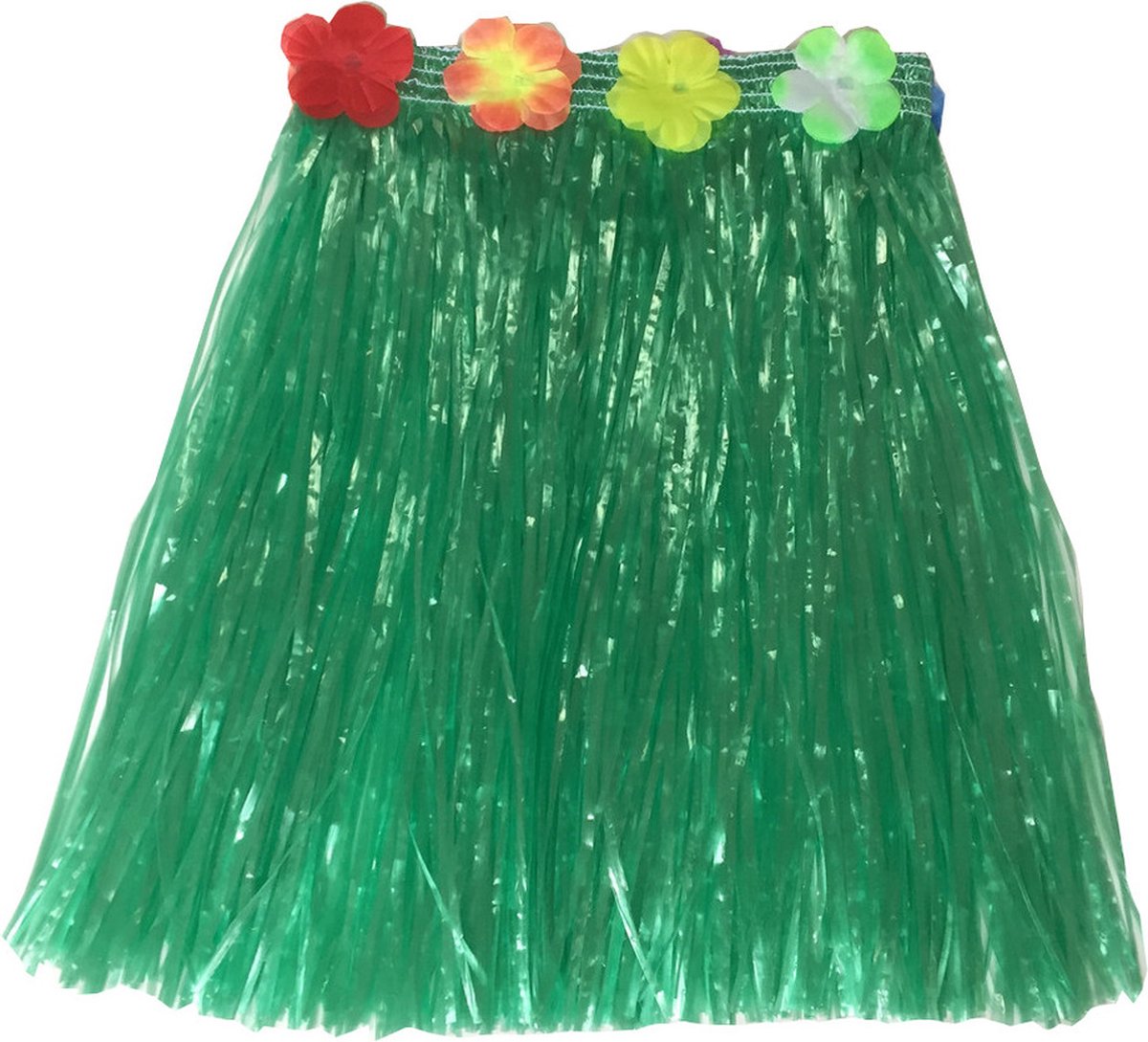 Hawaii thema verkleed rokje - raffia - groen - 40 cm - volwassenen