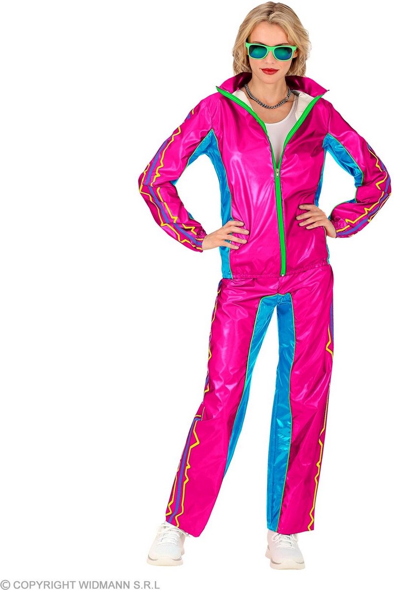 Widmann - Grappig & Fout Kostuum - Fancy Candy Dancy Retro Trainingspak Kostuum - roze - XL - Carnavalskleding - Verkleedkleding