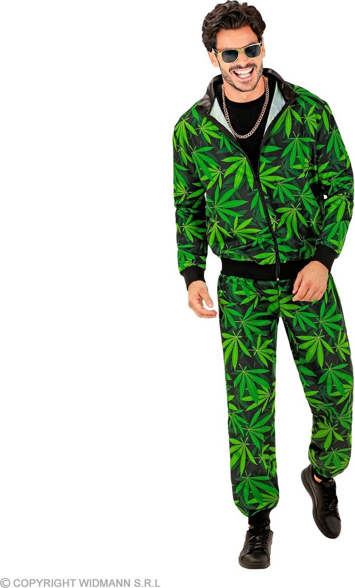 Widmann - Hippie Kostuum - Pass The Dutchie Retro Trainingspak Kostuum - groen - XXL - Carnavalskleding - Verkleedkleding