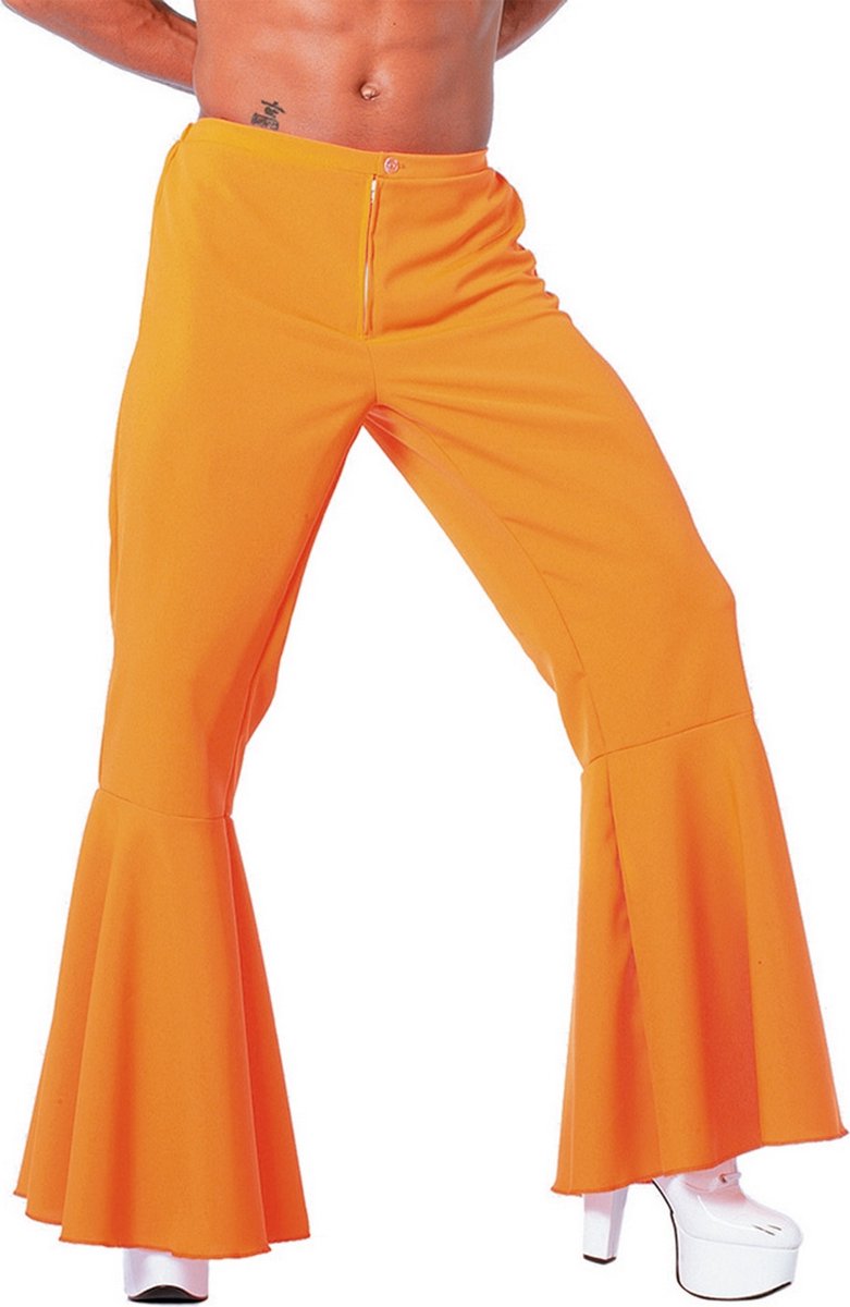 Wilbers & Wilbers - Hippie Kostuum - Oranje Hippie Broek Bi-Stretch - oranje - Maat 50 - Carnavalskleding - Verkleedkleding