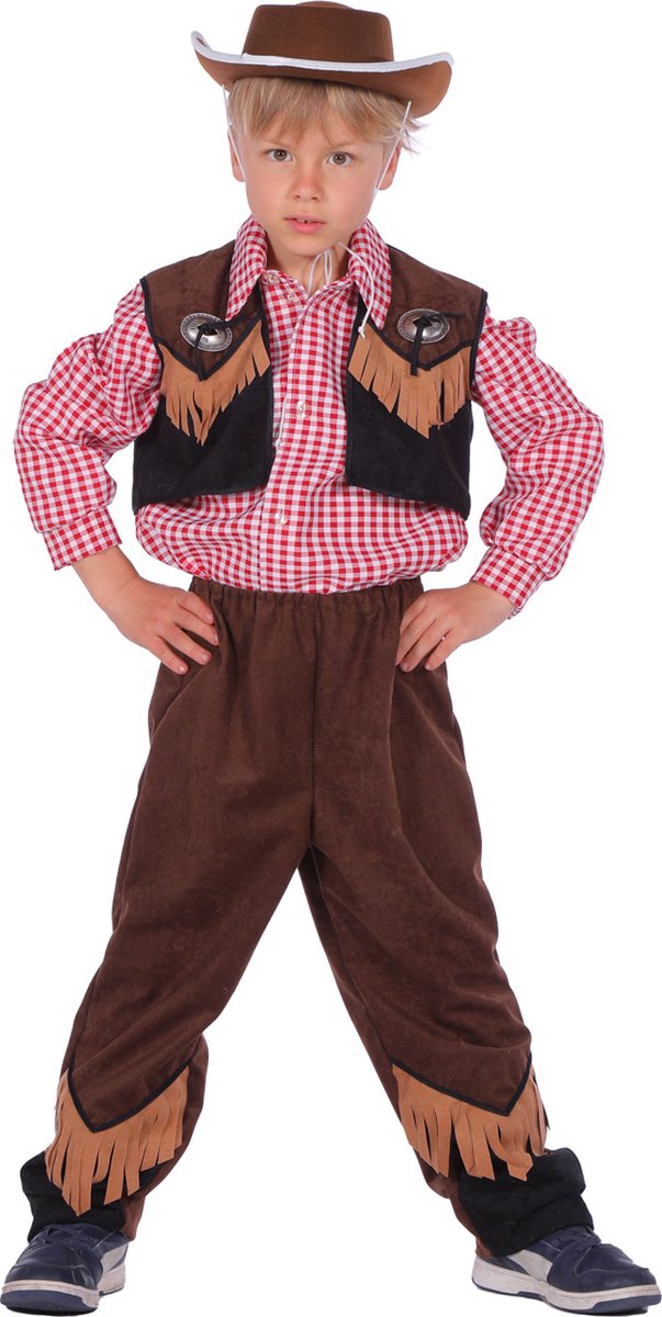 Cowboy outfit jongen bruin/zwart maat 140