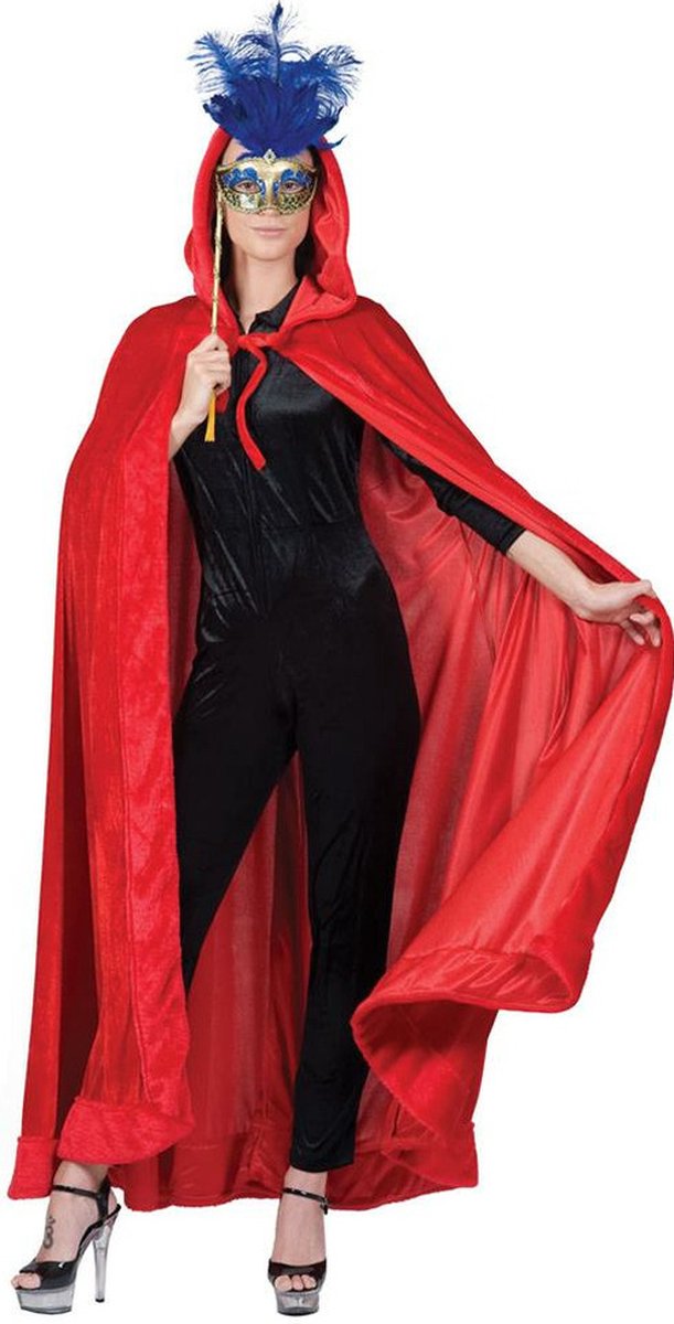 Funny Fashion Halloween verkleed cape met kap - rood - Carnaval kostuum/kleding