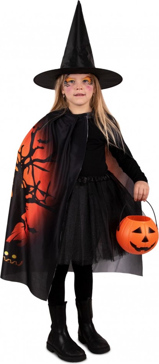 Halloween cape spooky met hoed kinderen