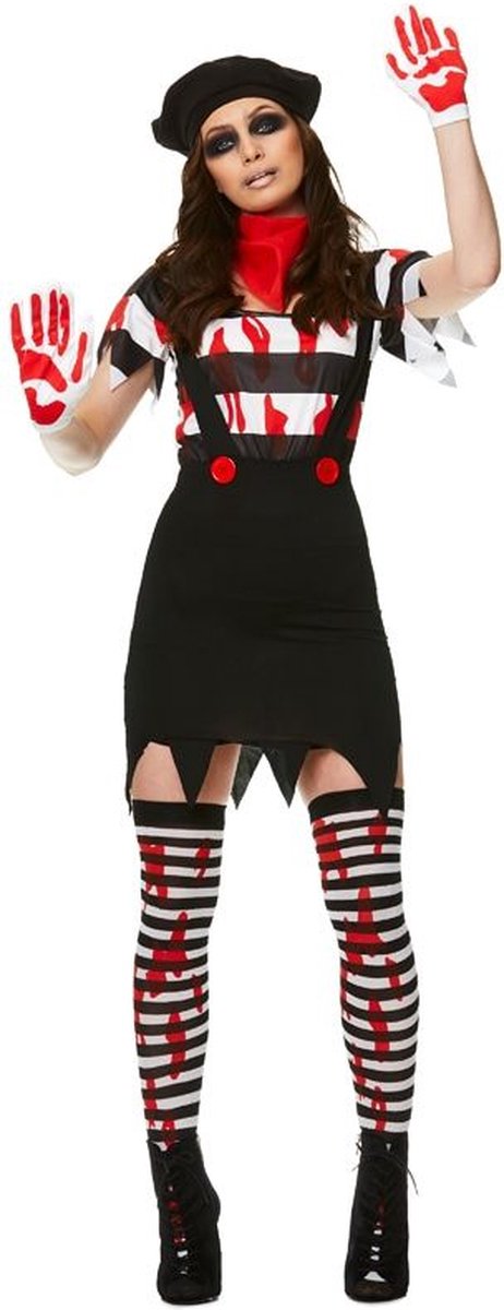 Karnival Costumes - Dans & Entertainment Kostuum - Bloederige Pantomime Speler Lijden In Stilte - Vrouw - - Medium - Halloween - Verkleedkleding