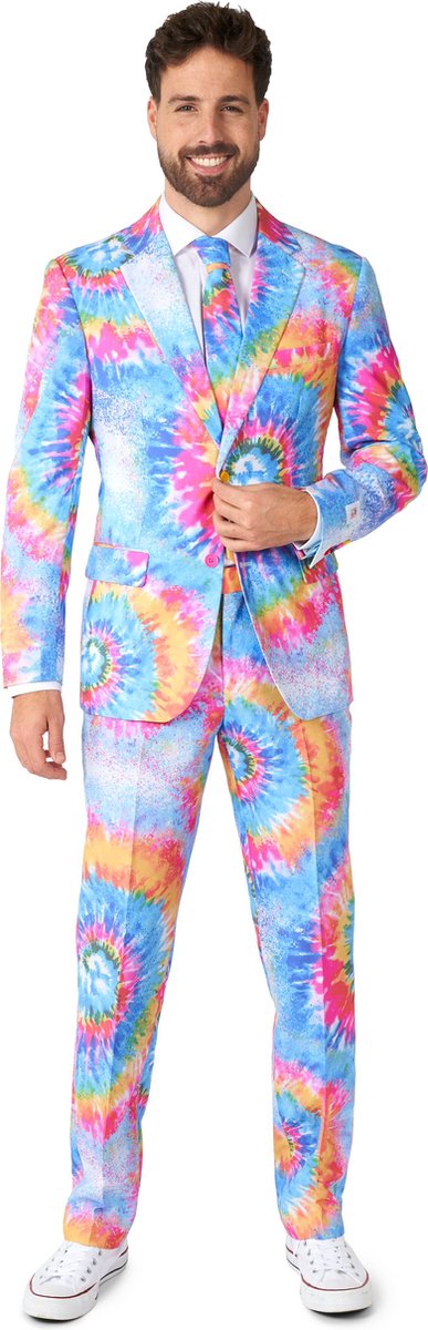 OppoSuits Mr. Tie Dye - Heren Pak - Flower Power Kostuum - Meerkleurig - Maat EU 46