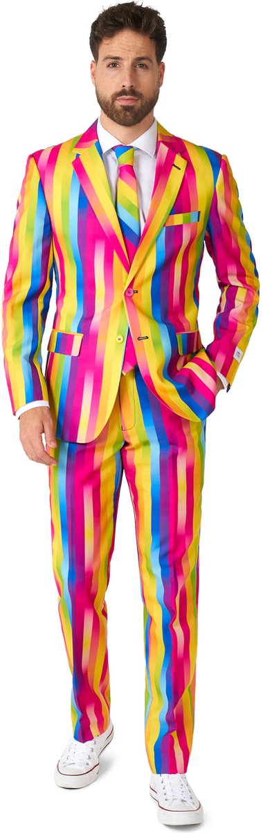 OppoSuits Rainbow Glaze - Heren Pak - Regenboog Outfit- Meerkleurig - Maat EU 46