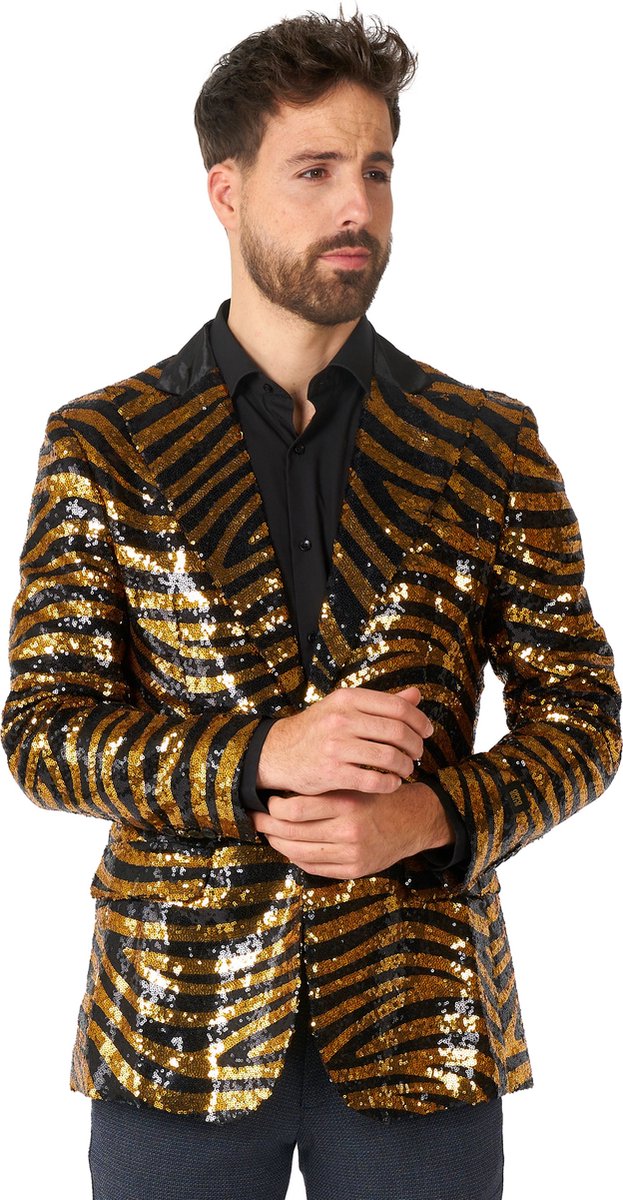 OppoSuits Tiger Royale - Heren Blazer - Glimmende Outfit - Goud - Maat EU 60