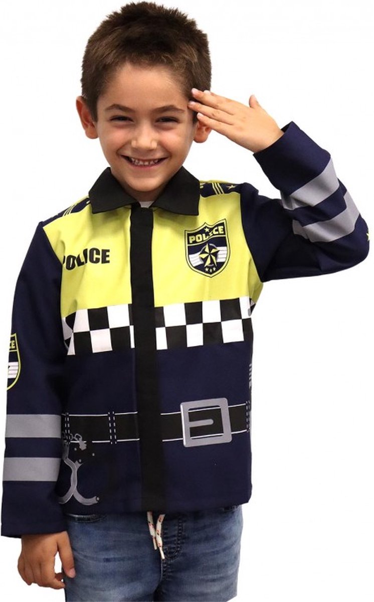 Politiejas met Lange Mouw - DeQube - Verkleedkleding Politie - 3-6 Jaar