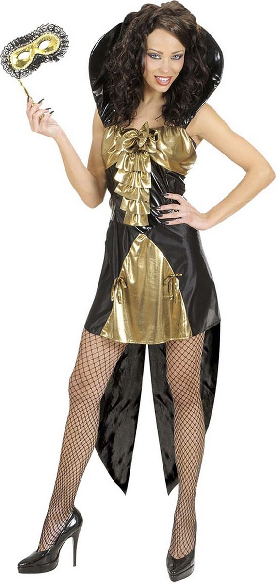 Widmann - Gotisch Kostuum - Gotische Koningin Goud Lady Attraction Kostuum Vrouw - Zwart, Goud - Medium - Halloween - Verkleedkleding