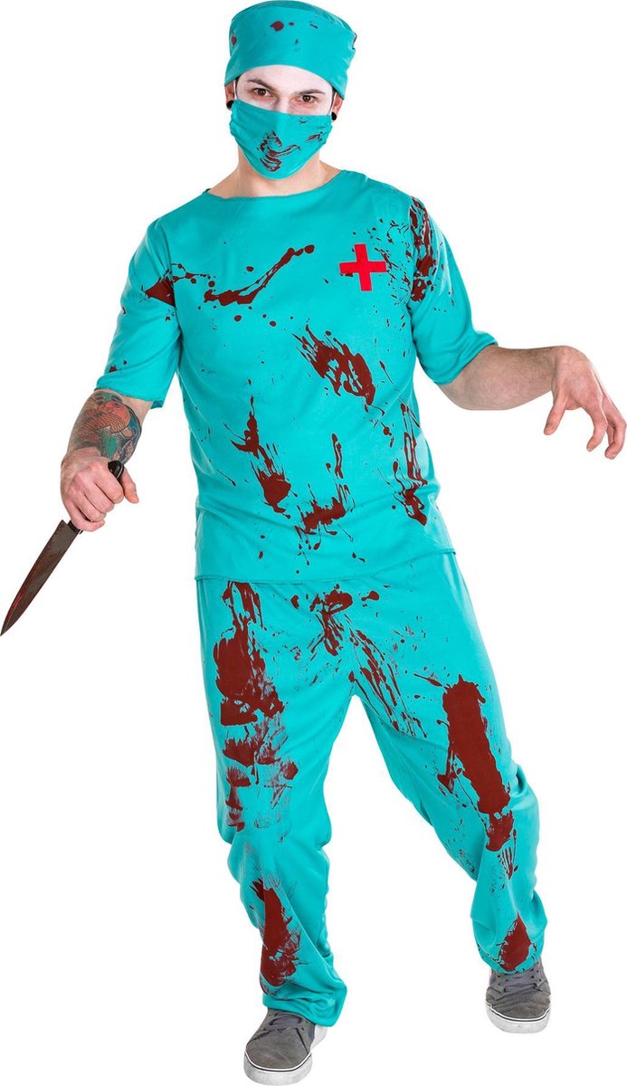 dressforfun - Herenkostuum zombiedokter S - verkleedkleding kostuum halloween verkleden feestkleding carnavalskleding carnaval feestkledij partykleding - 300182