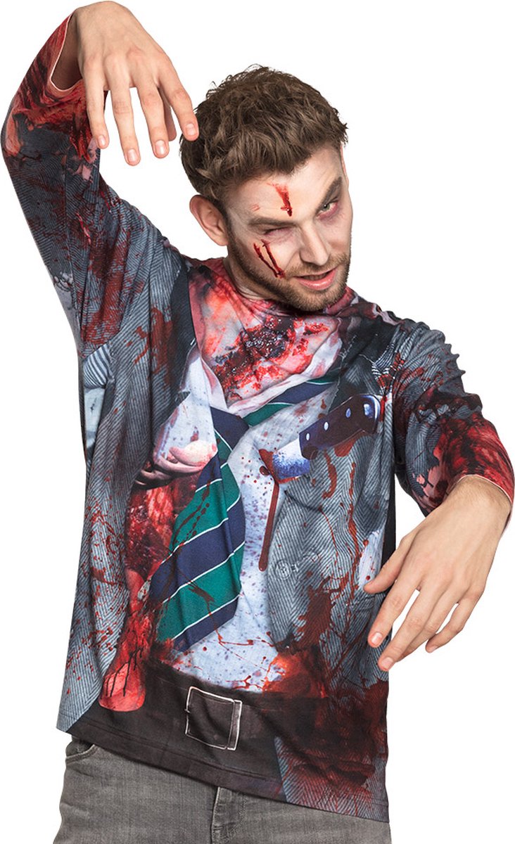 Boland - Fotorealistisch shirt Zombie freak (XL) - Multi - XL - Volwassenen - Zombie - Halloween en Horror