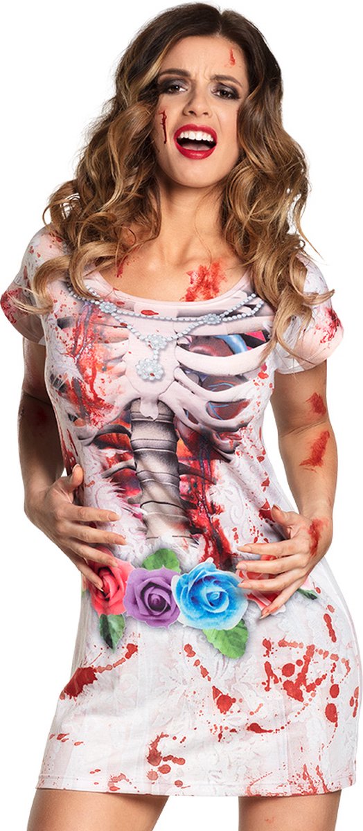 Boland - Fotorealistische jurk Horror bride (L) - Multi - L - Volwassenen - Zombie - Halloween en Horror