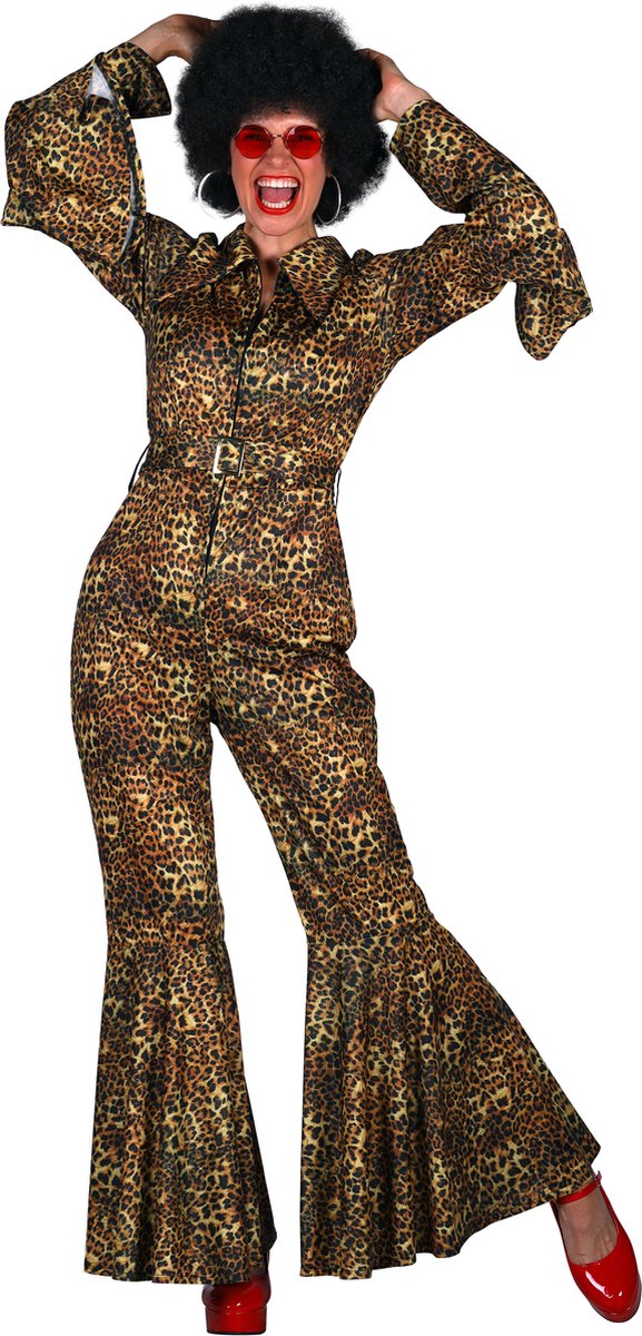 Catsuit Disco - Dames - Disco 80/90 - Hippie - Carnaval - Verkleedkleding - Panter - Maat L