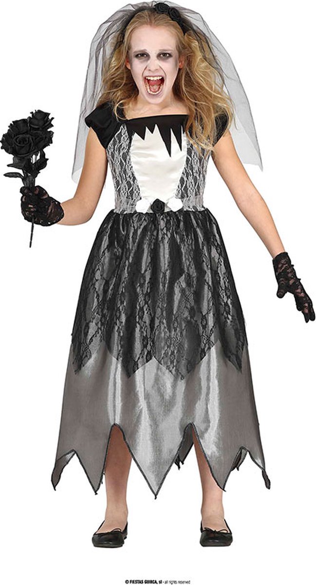 Fiestas Guirca - Ghost bride meisjes (5-6 jaar) - Halloween Kostuum voor kinderen - Halloween - Halloween kostuum meisjes