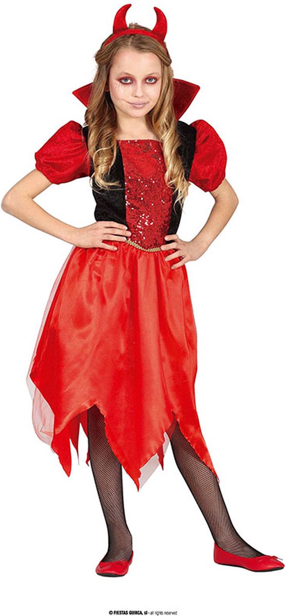 Fiestas Guirca - Little Devil meisjes (10-12 jaar) - Halloween Kostuum voor kinderen - Halloween - Halloween kostuum meisjes