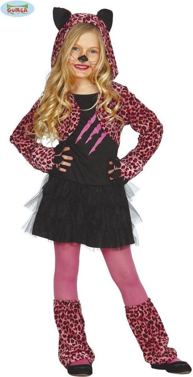 Fiestas Guirca - Pink Leopard (5-6 jaar) - Halloween Kostuum voor kinderen - Halloween - Halloween kostuum meisjes