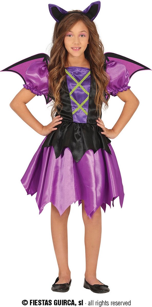 Fiestas Guirca - Purple Bat (10-12 jaar) - Halloween Kostuum voor kinderen - Halloween - Halloween kostuum meisjes