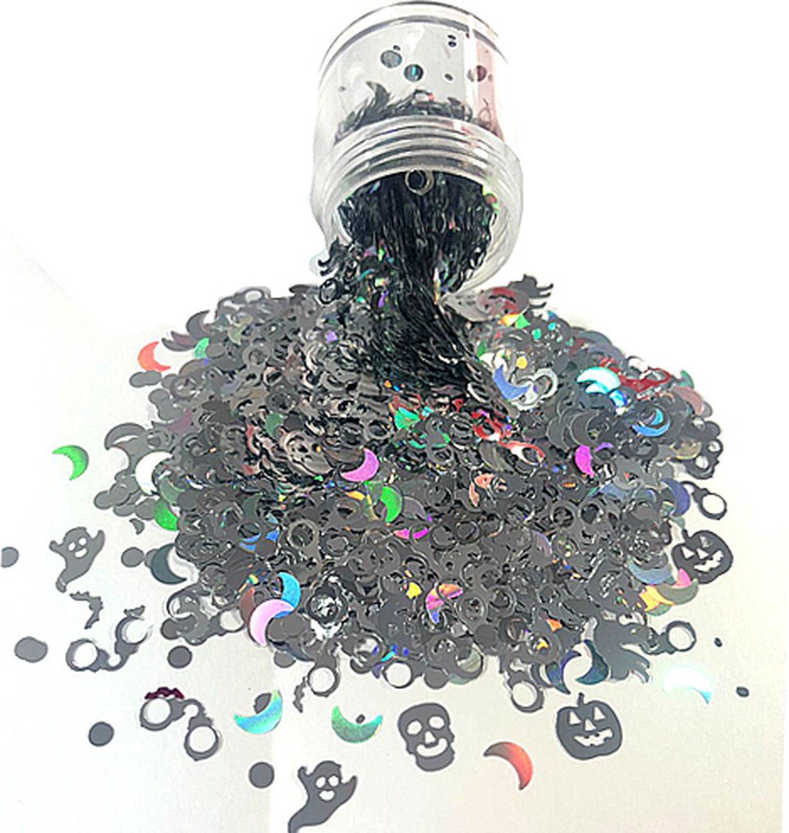 Halloween Decoratie Chunky Glitters (Zilver) (Volume 8g) [Halloween outfit versiering kostuum voor kinderen volwassenen - halloween masker - lichaamswond schotwond hechting scar heks bloed zombie wond mes spin clown - Biologisch Afbreekbaar Eco]