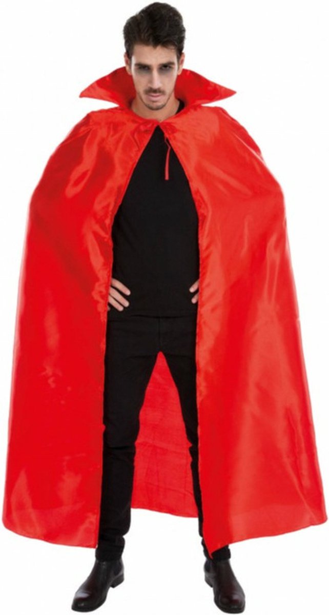 Halloween Dracula cape - voor volwassenen - rood - satijn - L163 cm