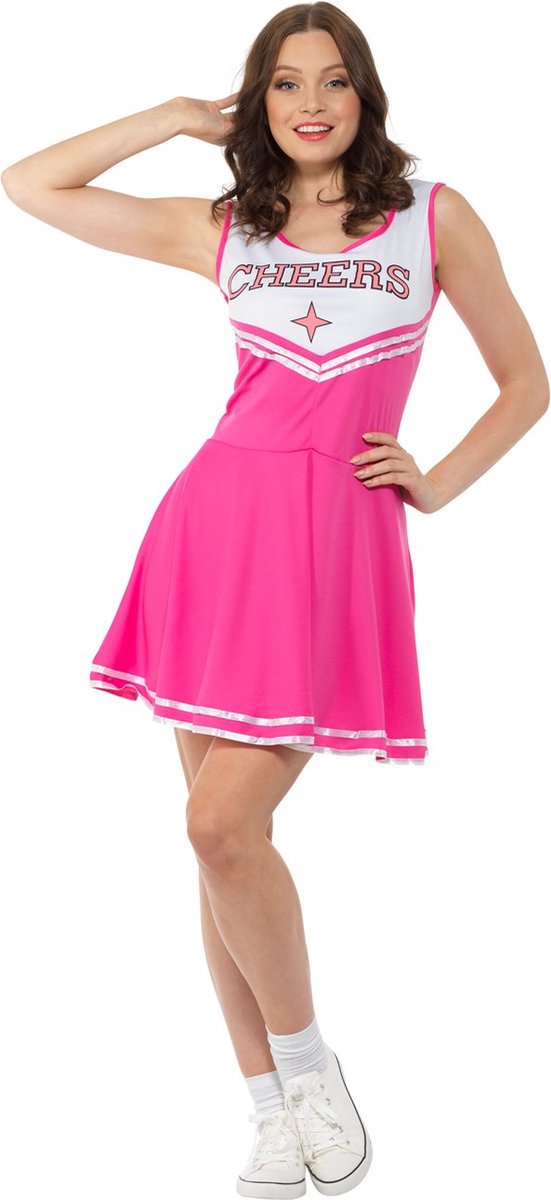 Karnival Costumes Sexy Cheerleader Jurkje Carnavalskleding Dames Carnaval - Polyester - Roze - Maat M - 2-Delig Jurk/Pom Poms