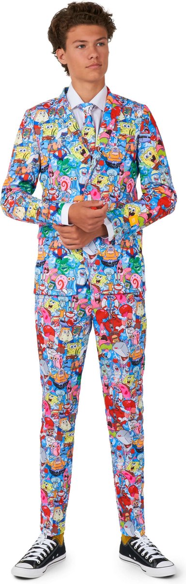 OppoSuits Tiener SpongeBob™ Frenzy - Jongens Pak - Nickelodeon Pak - Meerkleurig - Maat: EU 158/164 - 14 Jaar