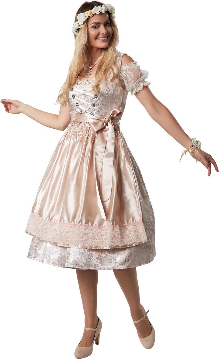 dressforfun - Midi-dirndl Traunstein model 1 L - verkleedkleding kostuum halloween verkleden feestkleding carnavalskleding carnaval feestkledij partykleding - 302897