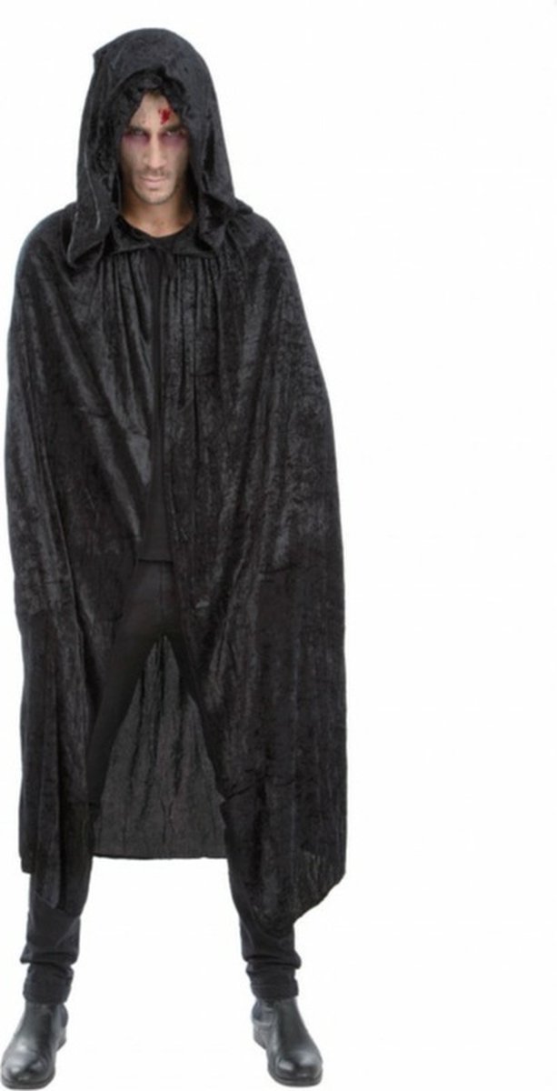 Halloween Dracula cape - voor volwassenen - zwart - fluweel - L182 cm