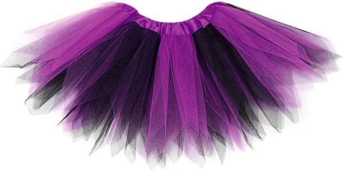 KIMU Paars Zwart Tutu Rokje - Maat 110 116 128 134 140 146 - Heks Ballet Turnen Tule Rok Petticoat