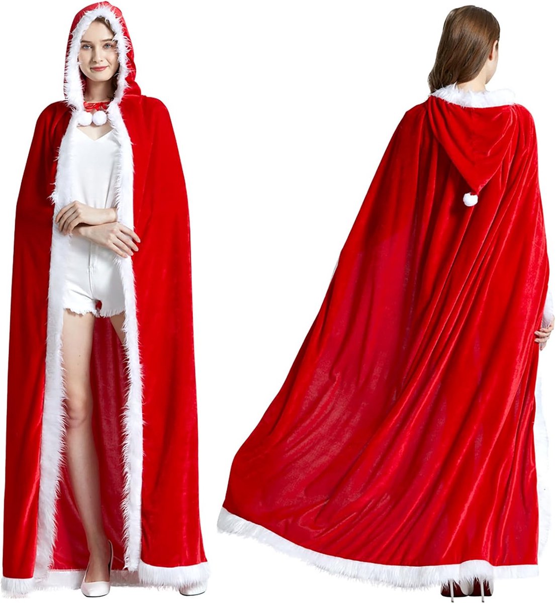 Kerst Cape Robe met capuchon | Cape met capuchon, kerstfluwelen Cape Robe - Mode mantel met capuchon voor dames en kinderen, Kerstmis Halloween Cosplay Firulab