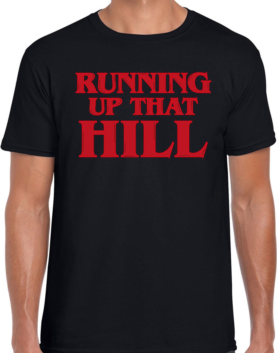 Stranger Halloween verkleed shirt running that hill zwart - heren - horror shirt / kleding / kostuum L