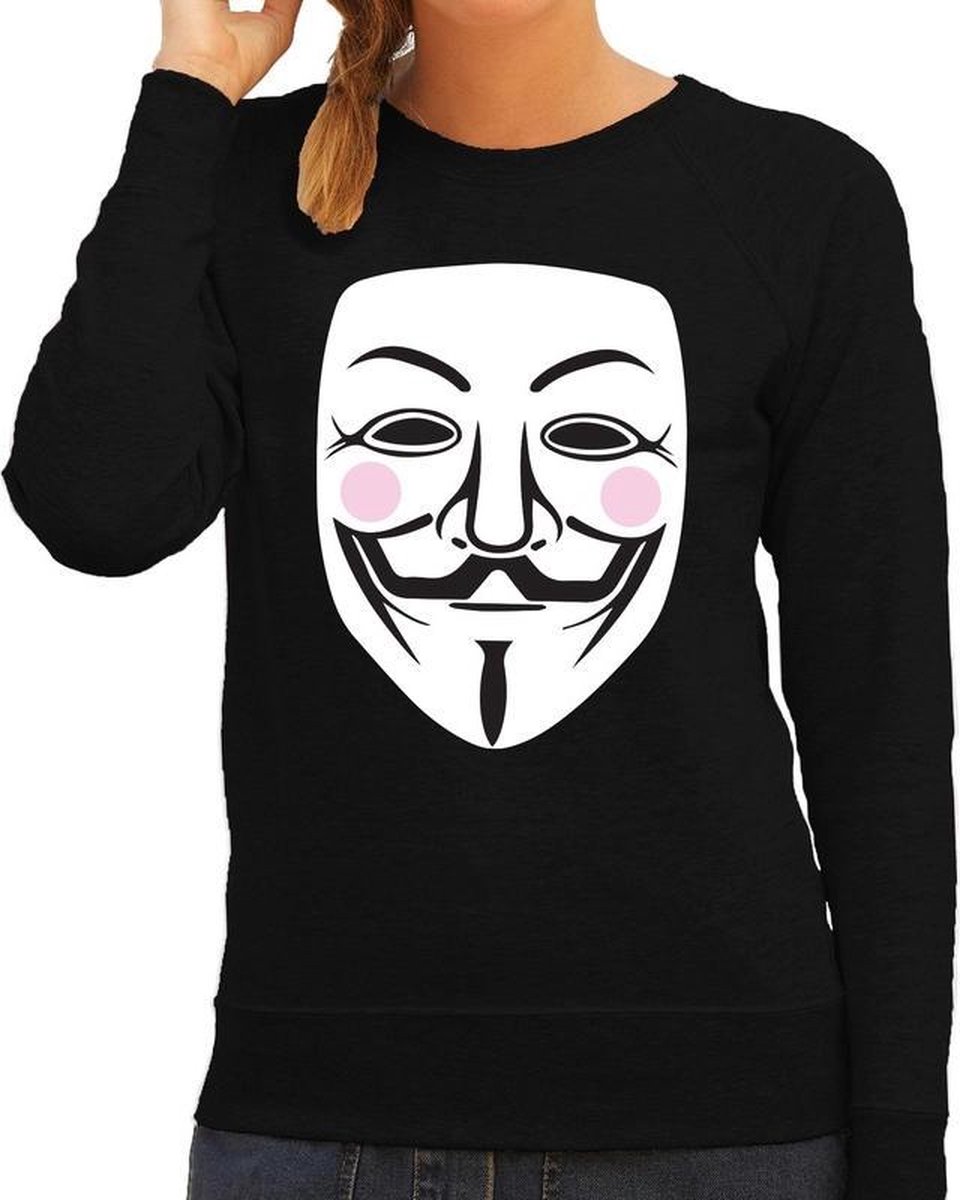 Vendetta masker sweater zwart voor dames - V for Vendetta / Anonymous trui XS