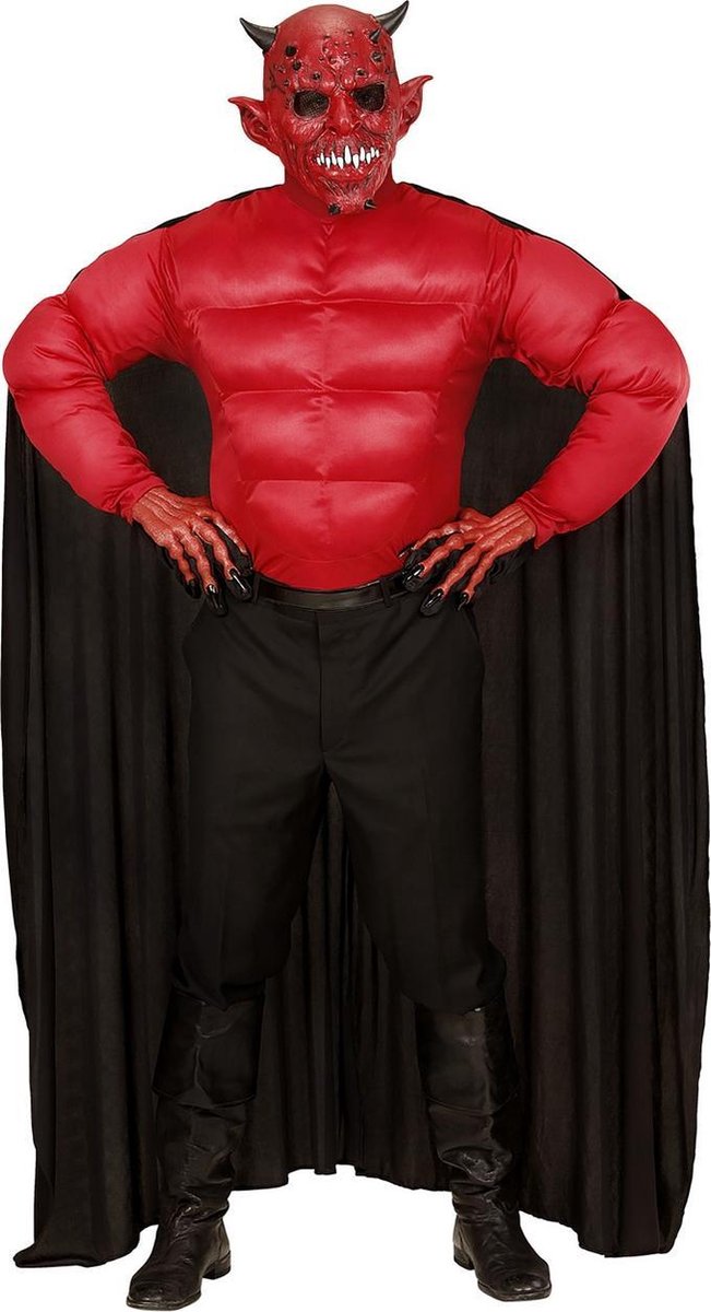 Widmann - Duivel Kostuum - Super Duivel Red Devil Kostuum - Rood, Zwart - Maat 140 - Halloween - Verkleedkleding