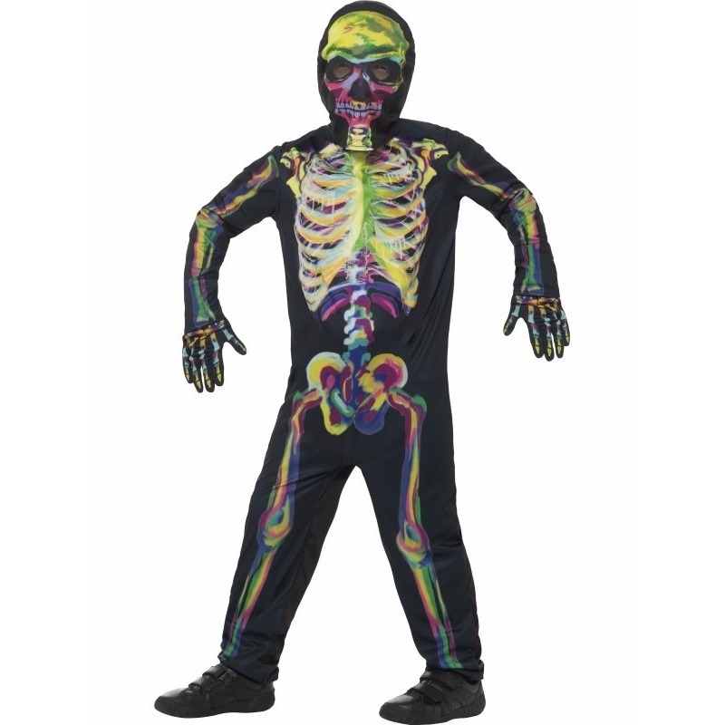 Glow in the dark verkleedkleding skelet voor kinderen 115-128 (4-6 jaar) -