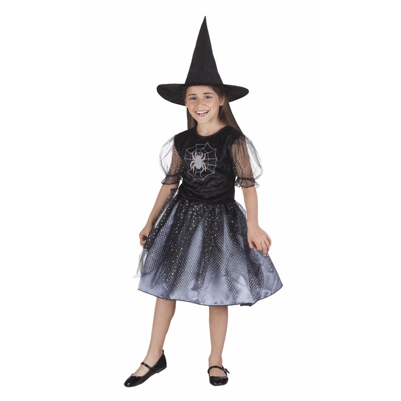 Halloween kinder verkleedkleding heks met spin 4-6 jaar -