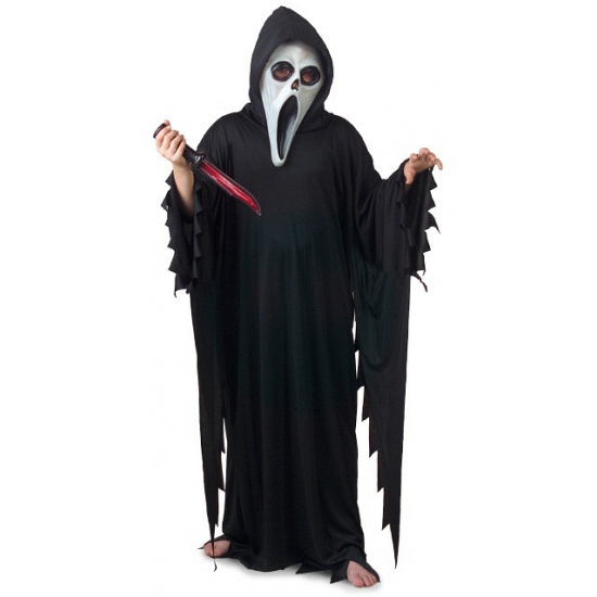 Halloween/horror zwart Scream/Scary Movie kostuum voor jongens/meisjes/kinderen 116 -