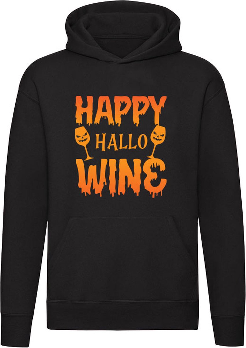 Happy hallo wine Hoodie - halloween - feest - oktober - drank - wijn - wijnen - unisex - trui - sweater - capuchon