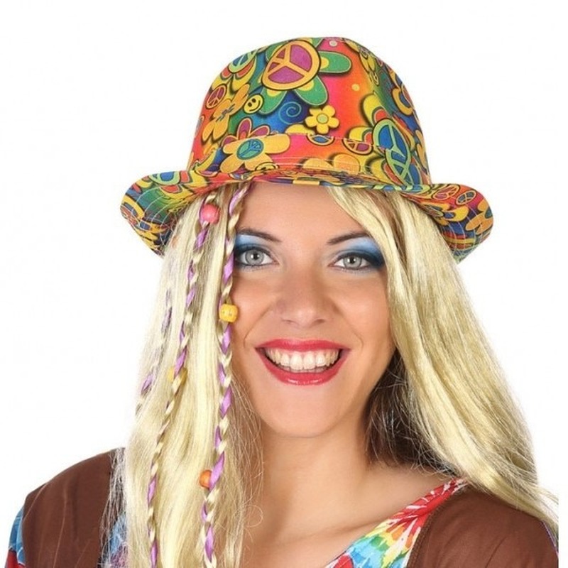 Hippie 60's verkleed hoedje voor volwassenen -