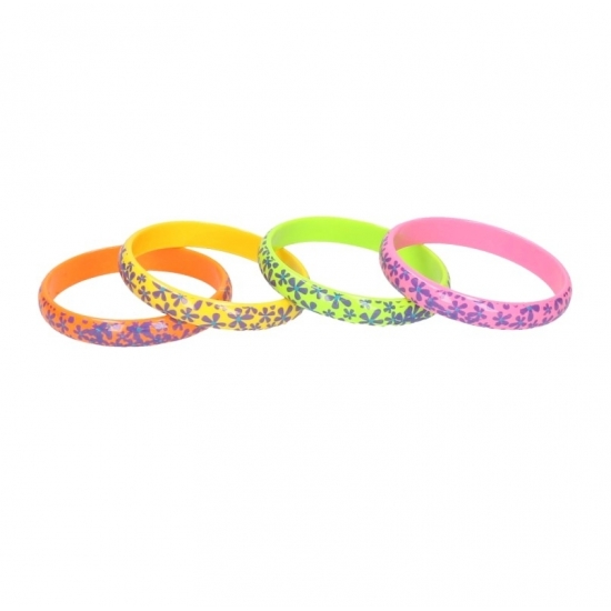 Hippie Flower Power bloemen armbandjes set van 4 stuks -