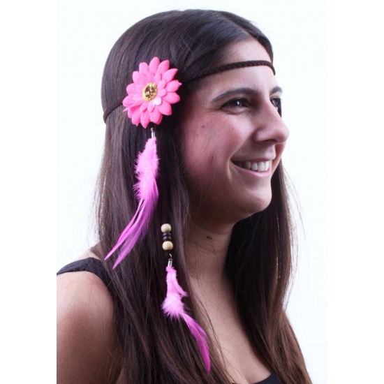 Hippie hoofdbandjes roze -