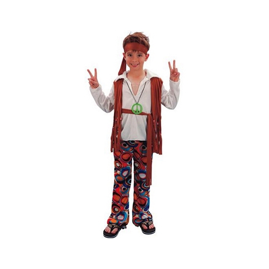 Hippie verkleedoutfit jongens 120-130 (7-9 jaar) -