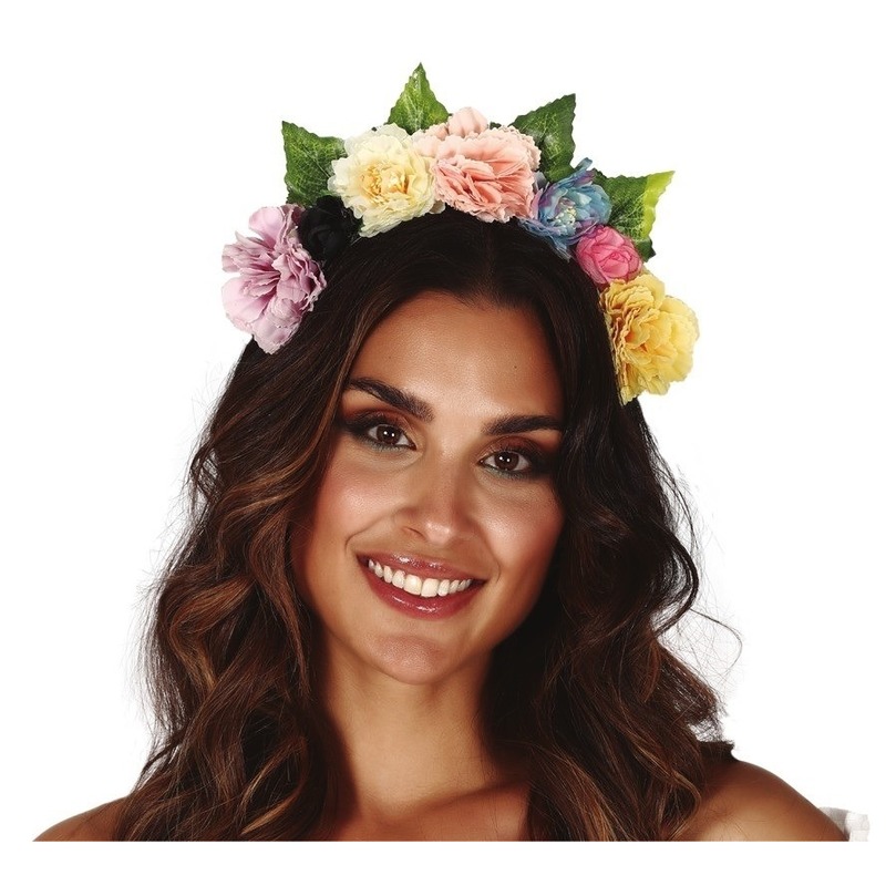 Hippie/flower power bloemen tiara voor dames -