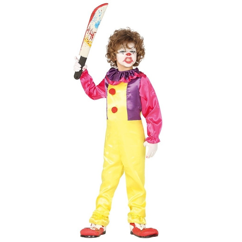 Horror clown verkleed jumpsuit voor kinderen 5-6 jaar (110-116) -