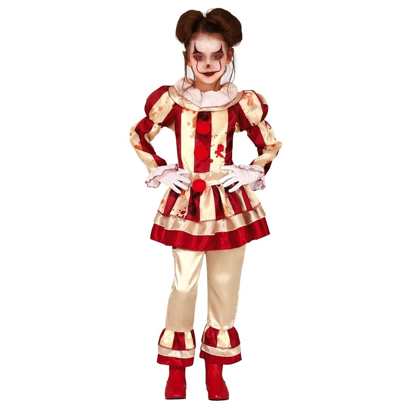 Horror clown verkleed pak voor meisjes 10-12 jaar (140-152) -